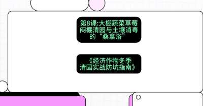 第8节：【大棚蔬菜草莓】闷棚清园与土壤消毒的&ldquo;桑拿浴&rdquo;，课程：《经济作物冬季清园&middot;实战防坑指南》#识农AI