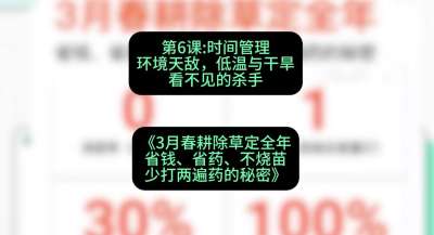 第6节：时间管理环境天敌，低温与干旱&mdash;&mdash;看不见的杀手，课程：《3月春耕除草定全年：省钱、省药、不烧苗、少打两遍药的秘密》
